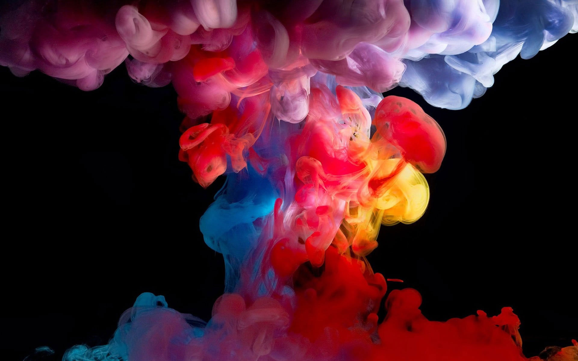 Wallpaper Assorted Color Smoke, Paint In Water, Black