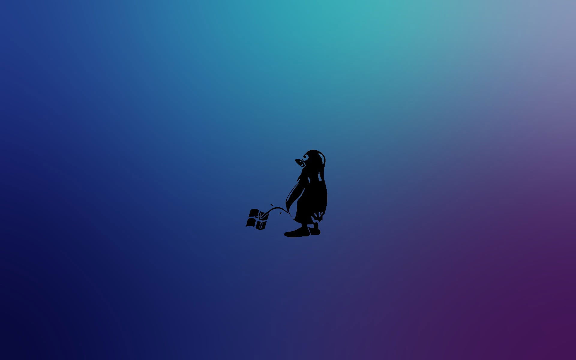 Wallpaper Black Penguin Logo, Linux, Tux, Microsoft