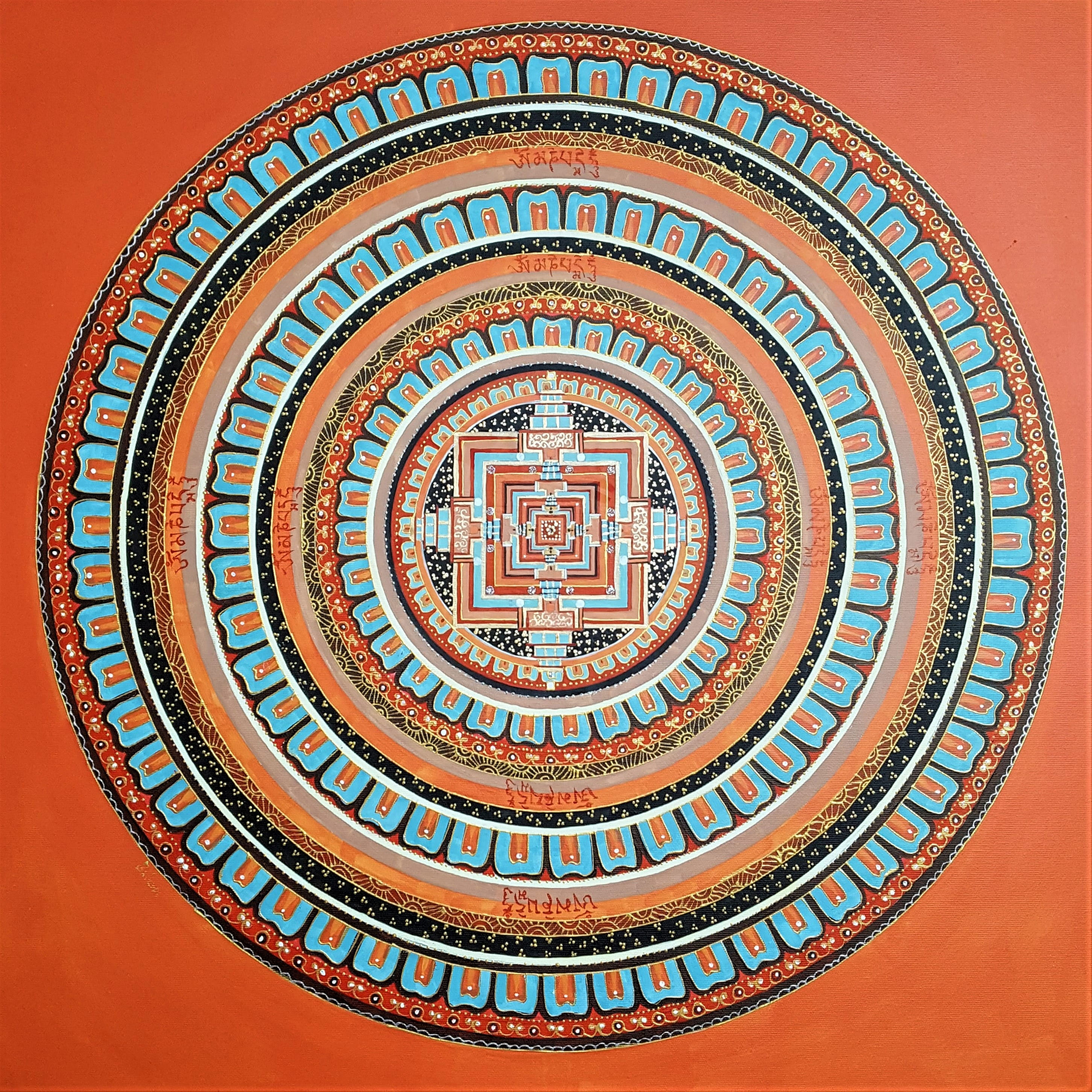 Wallpaper Blue And Orange Mandala Painting Art Acrylic, Abstract, Abstract
