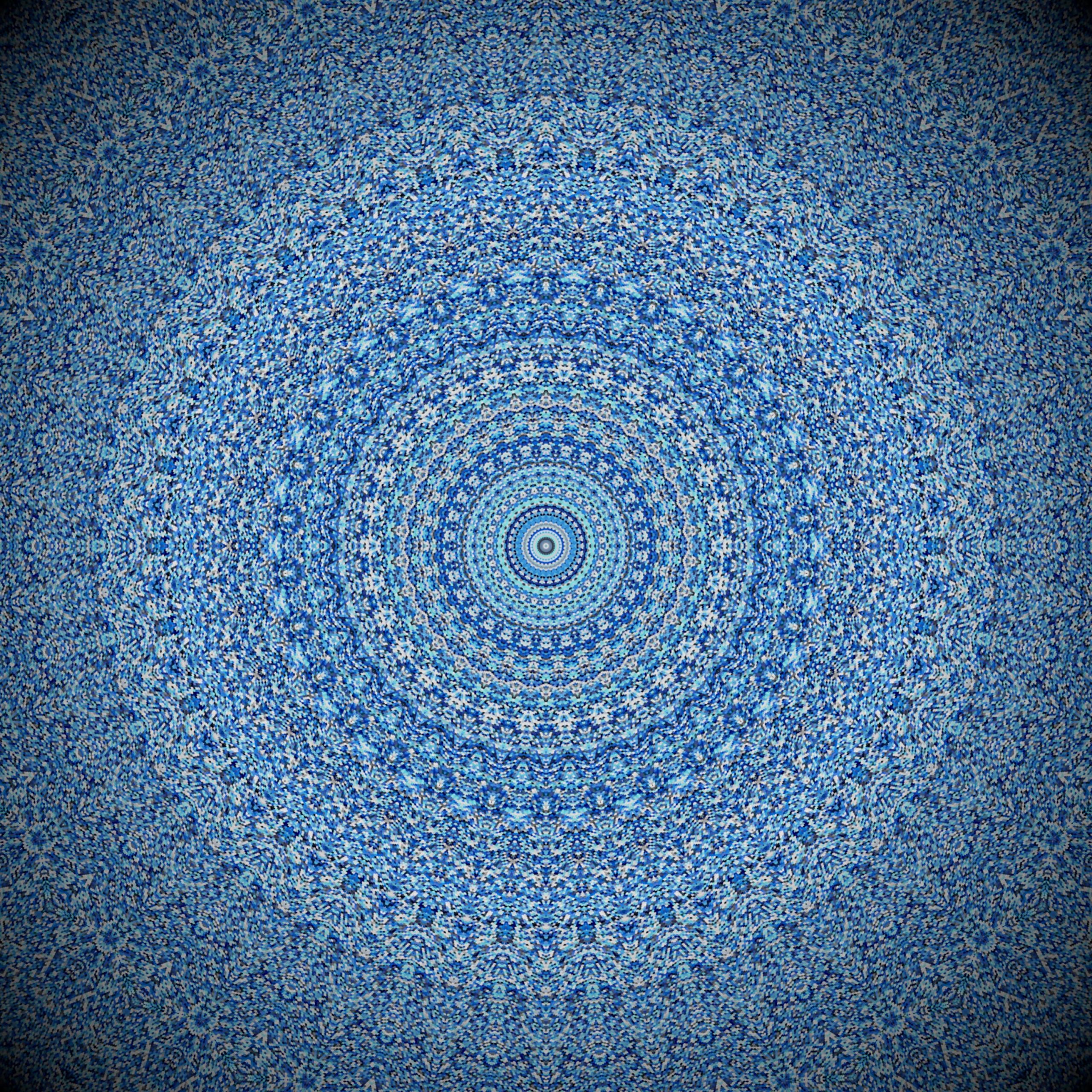 Wallpaper Blue Mandala Illustration White Textile