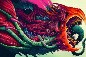 Wallpaper Dragon Illustration, Psychedelic, Trippy, Colorful