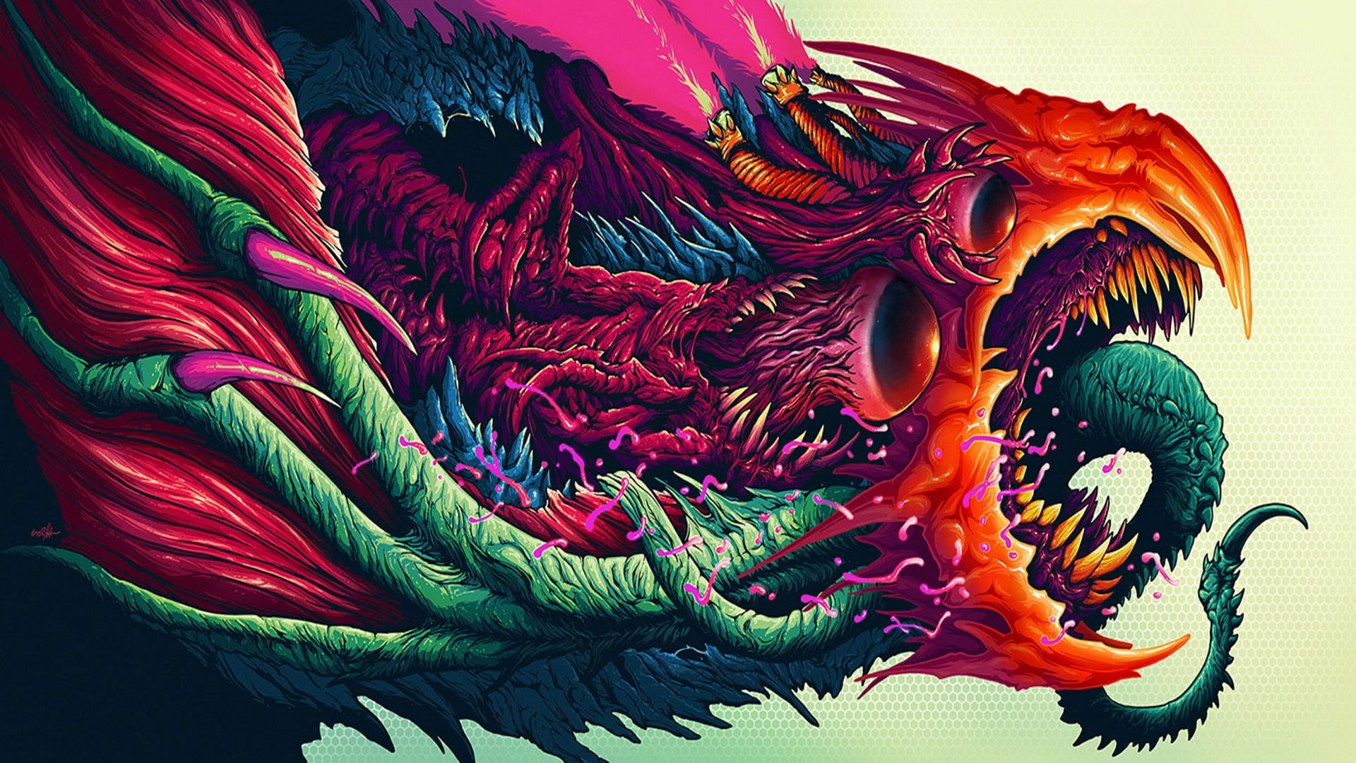 Wallpaper Dragon Illustration, Psychedelic, Trippy, Colorful