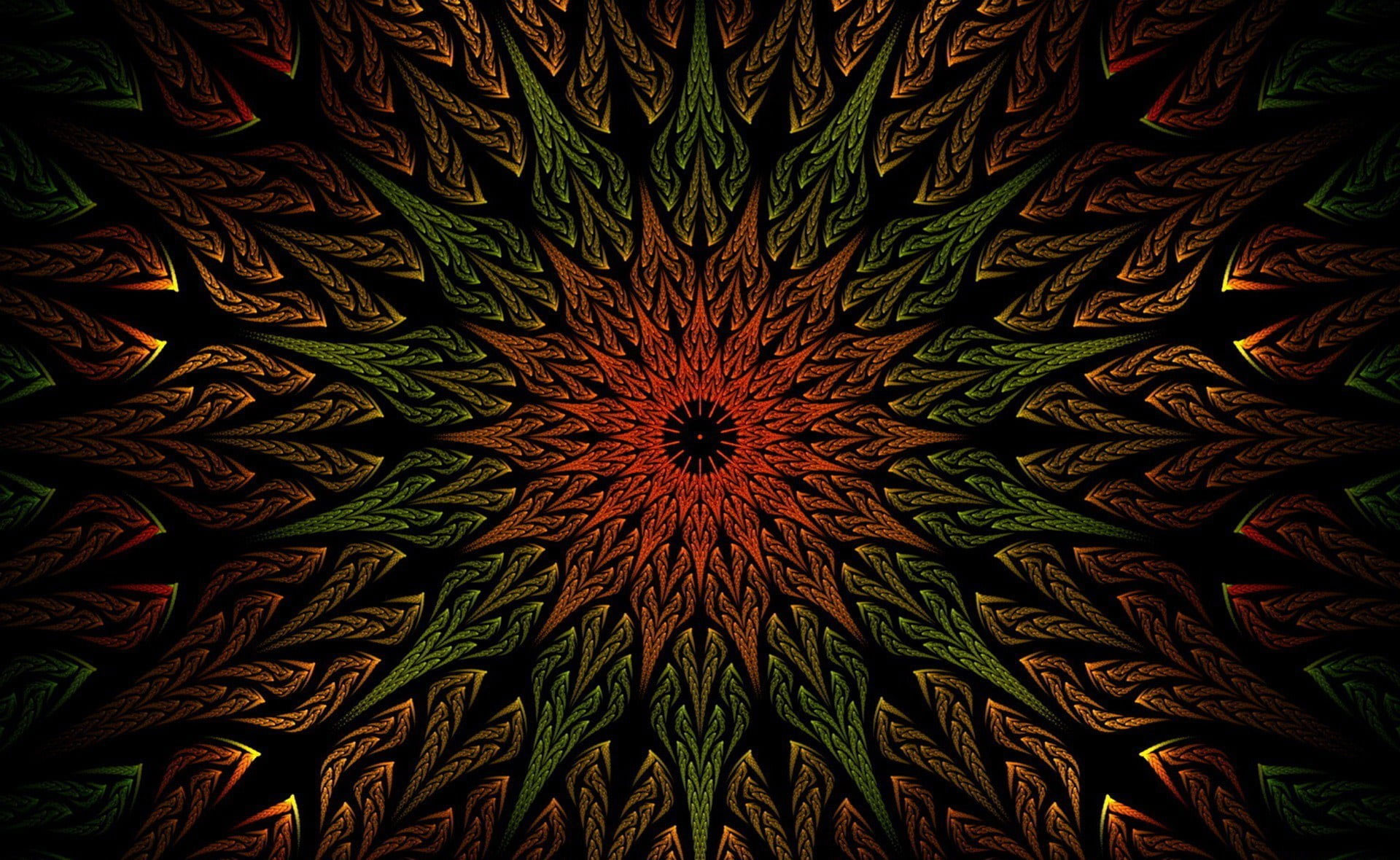 Wallpaper Green And Red Mandala Illustration Abstraction