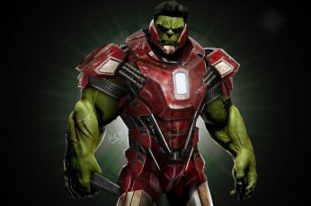 Wallpaper Incredible Hulk X Iron Man Illustration, Marvel