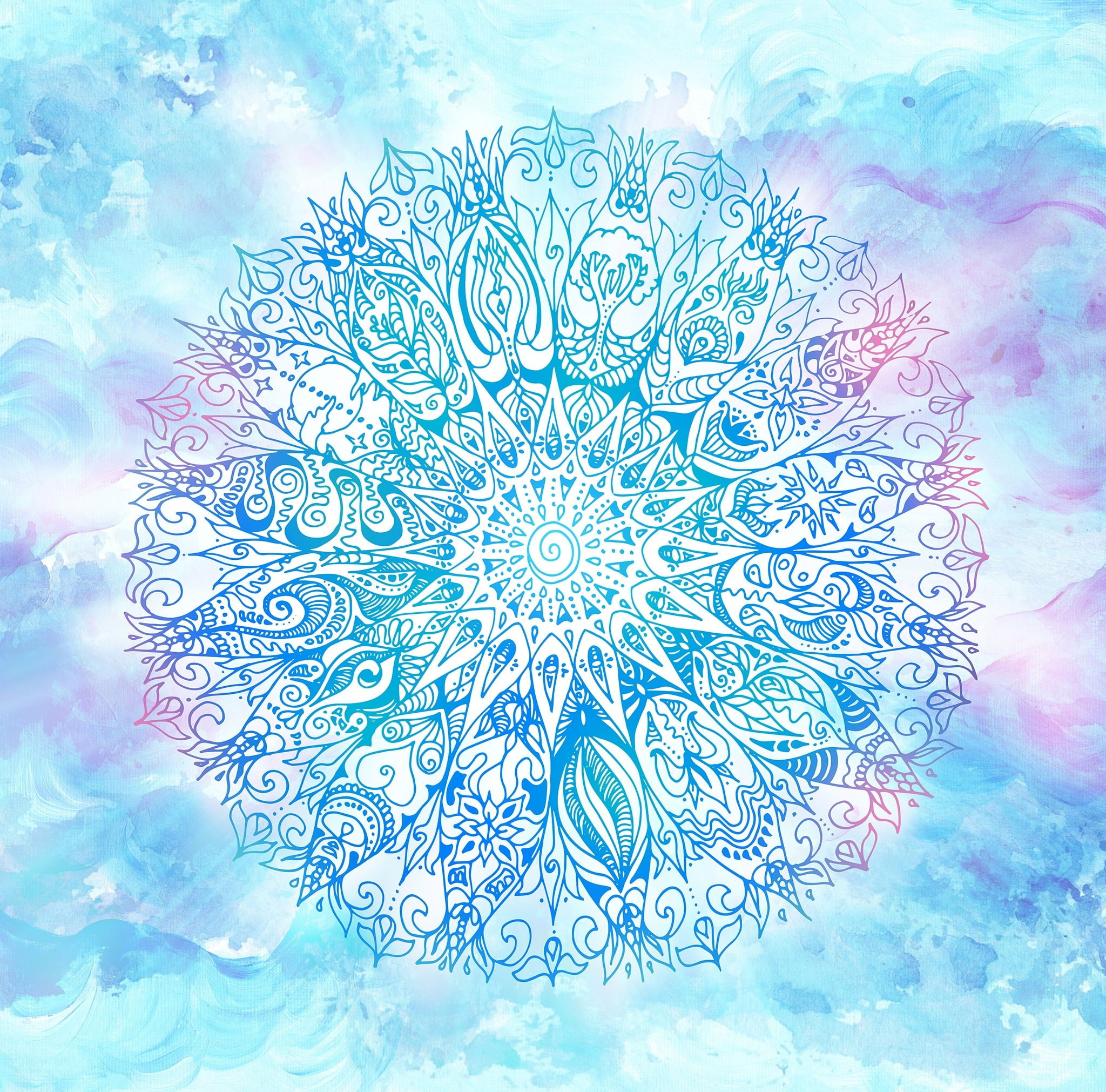 Wallpaper Mandala Anelie Blue And Purple, Mandala, Artistic
