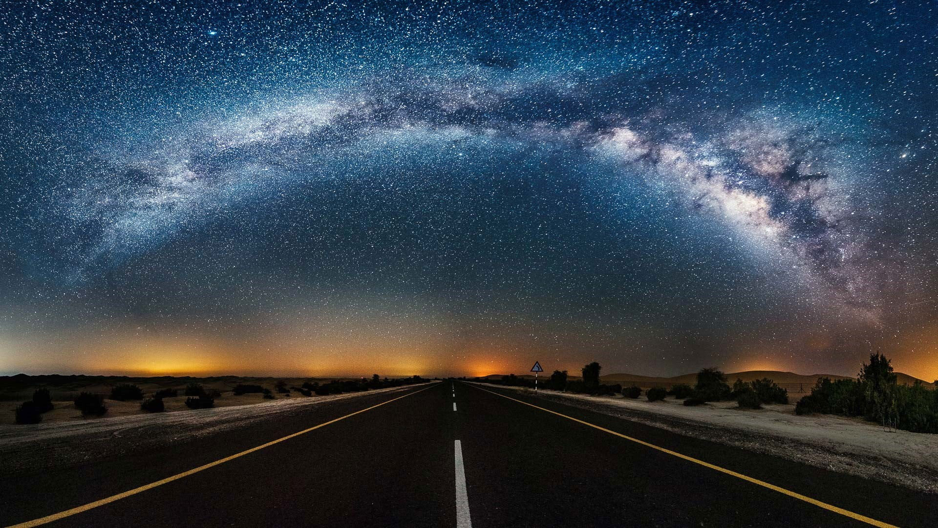 Wallpaper Milky Way Galaxy, Night Sky, Starry Night, Road