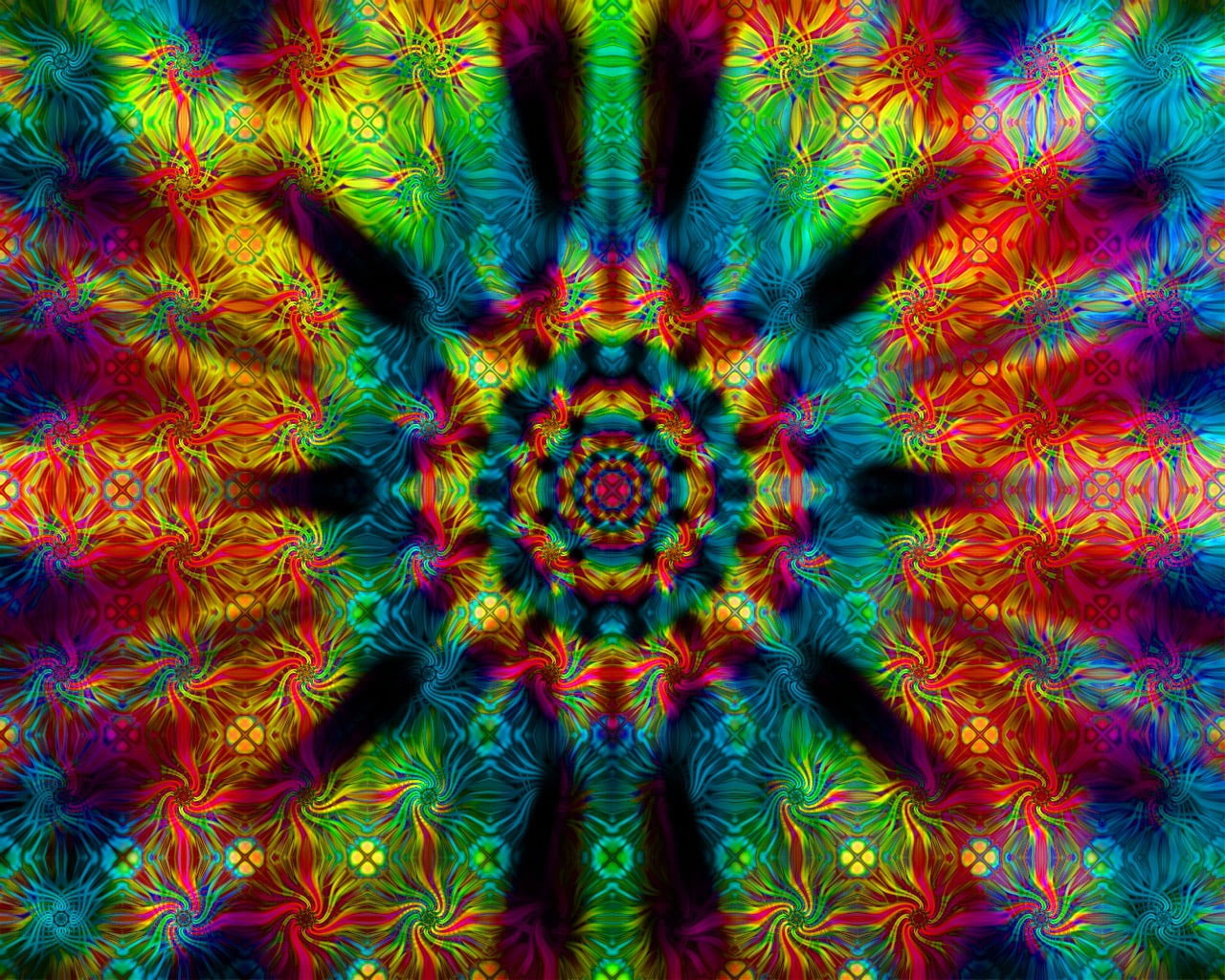 Wallpaper Multicolored Mandala, Psychedelic