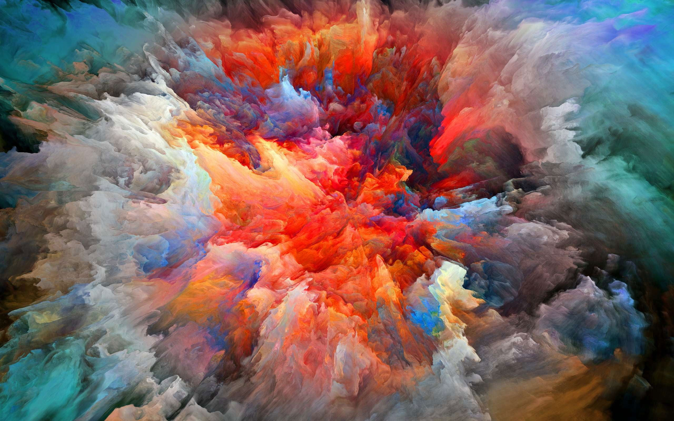 Wallpaper Multicolored Smoke Painting, Colorful, Watercolor