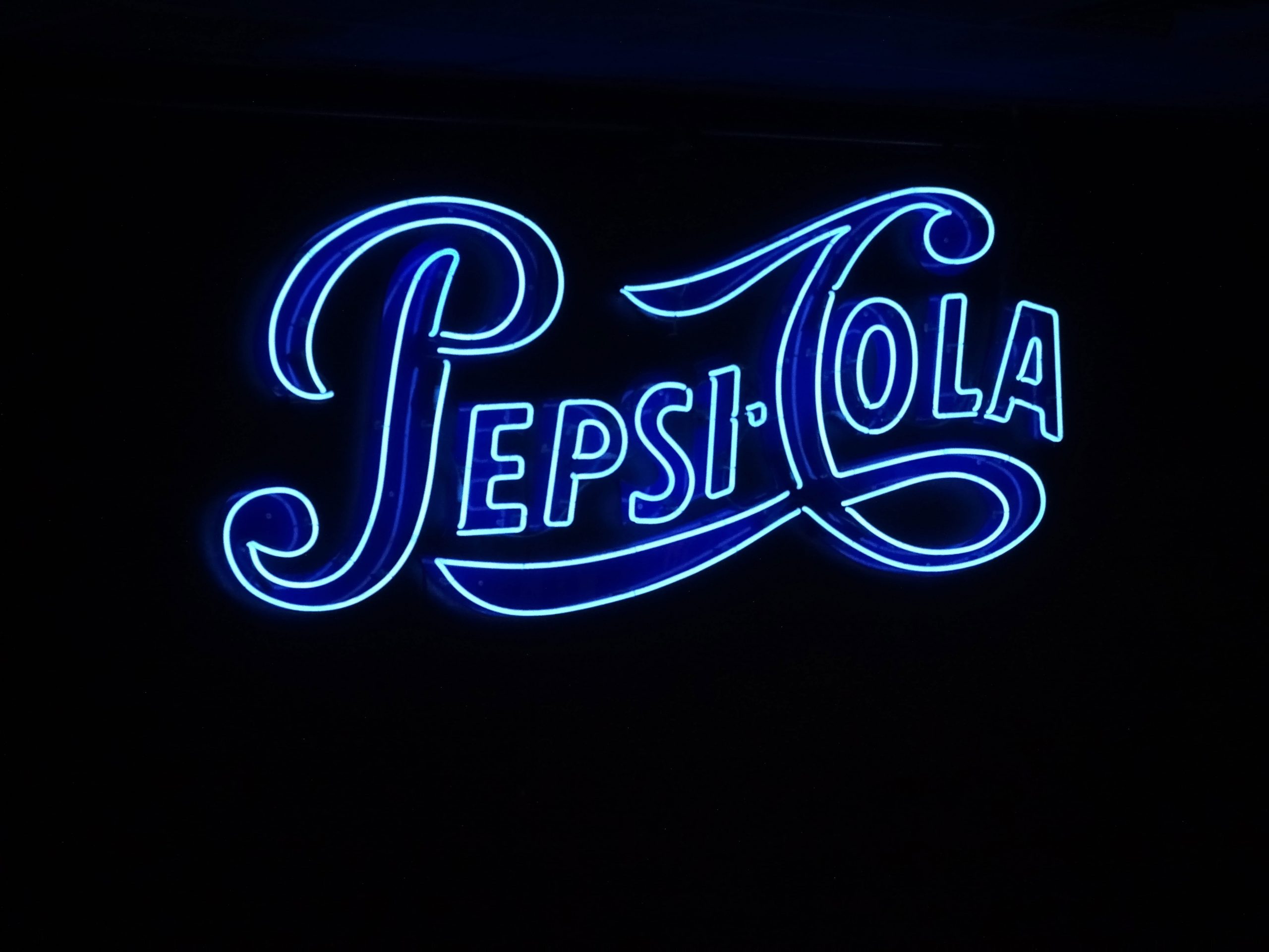 Wallpaper Pepsi Cola Signag, Text, Neon, Blue, Black