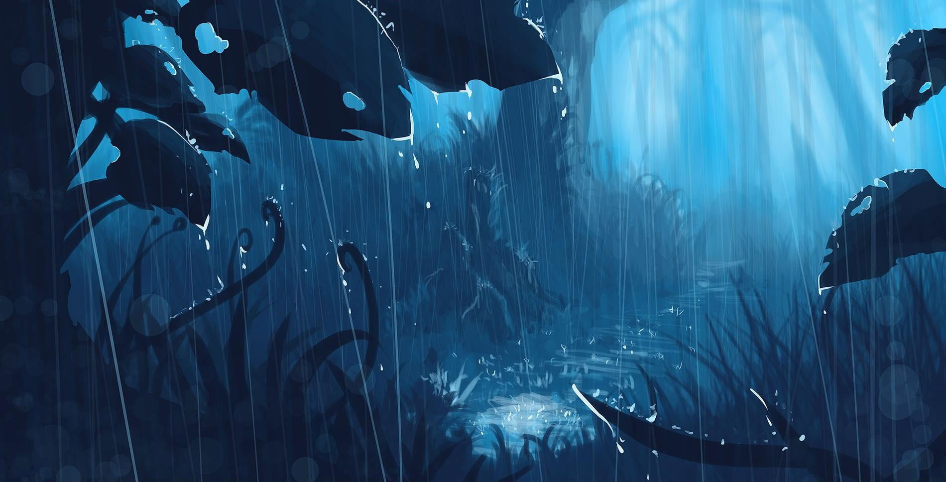 Wallpaper Raindrops Painting, Anime, Landscape, Fantasy Art