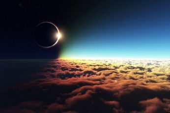 Wallpaper Solar Eclipse, Space, Clouds, Moon, Video Games