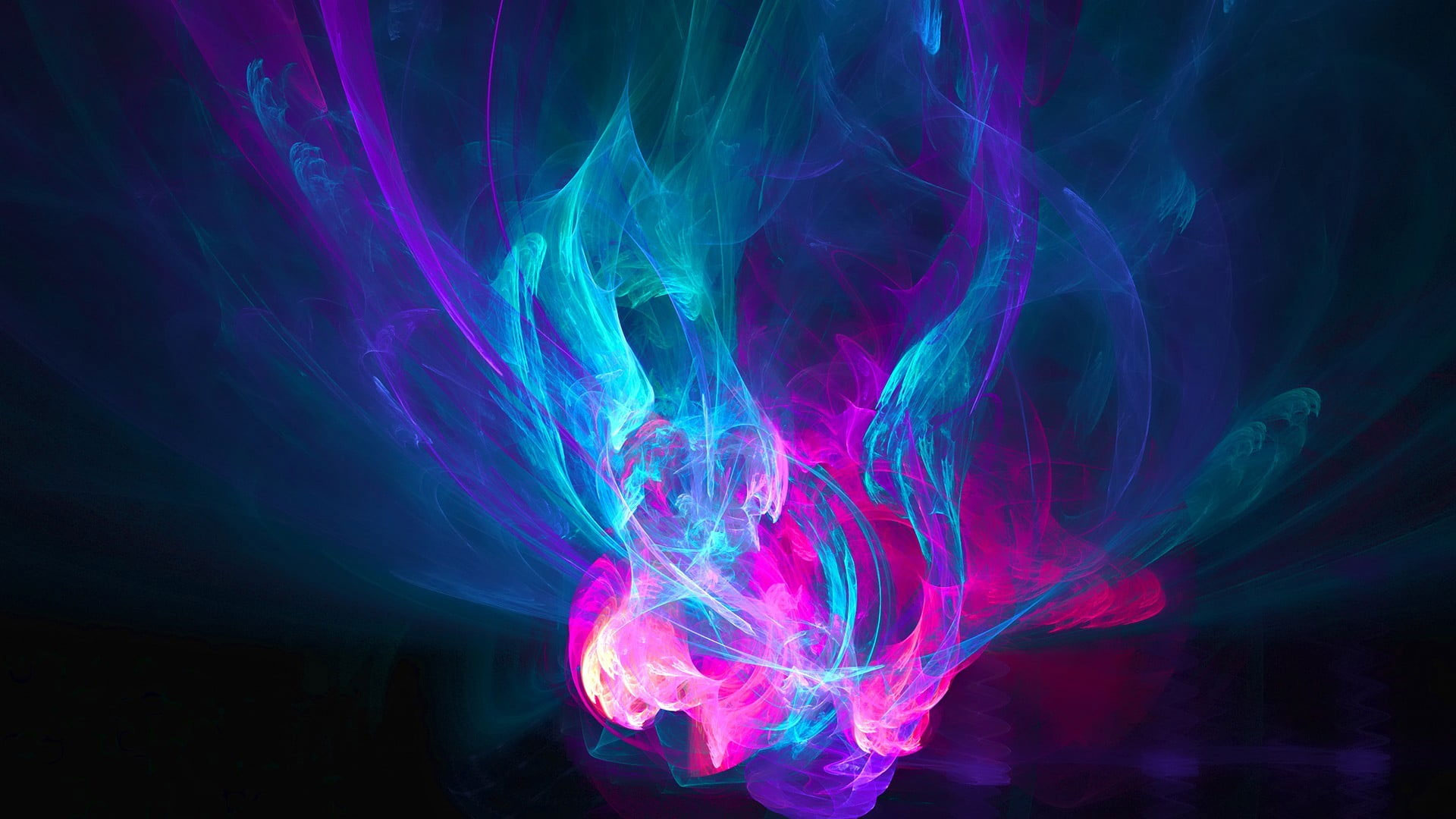 Wallpaper Teal, Pink, And Blue Flame