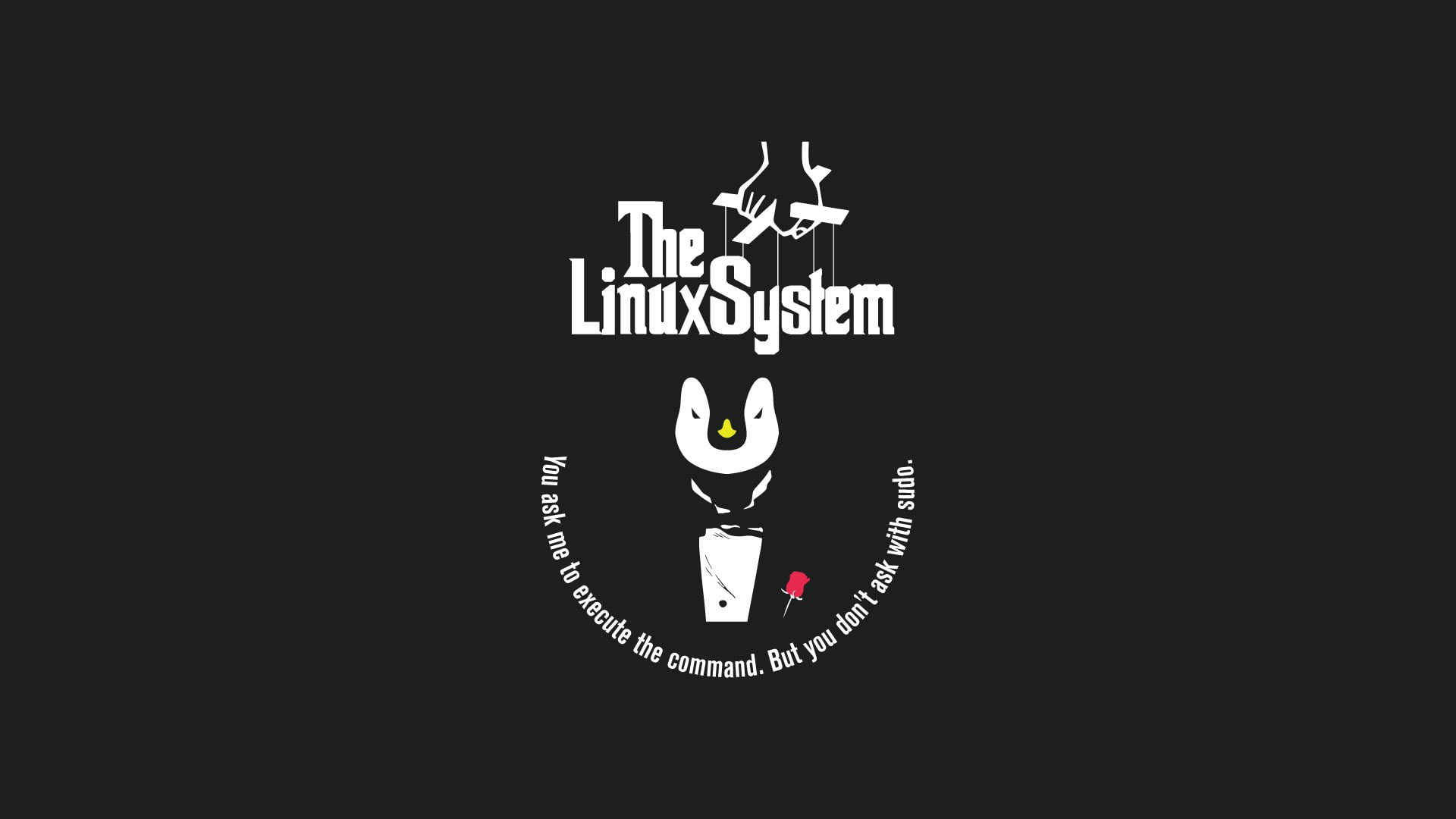 Wallpaper The Linux System Logo, Tux, The Godfather, Humor