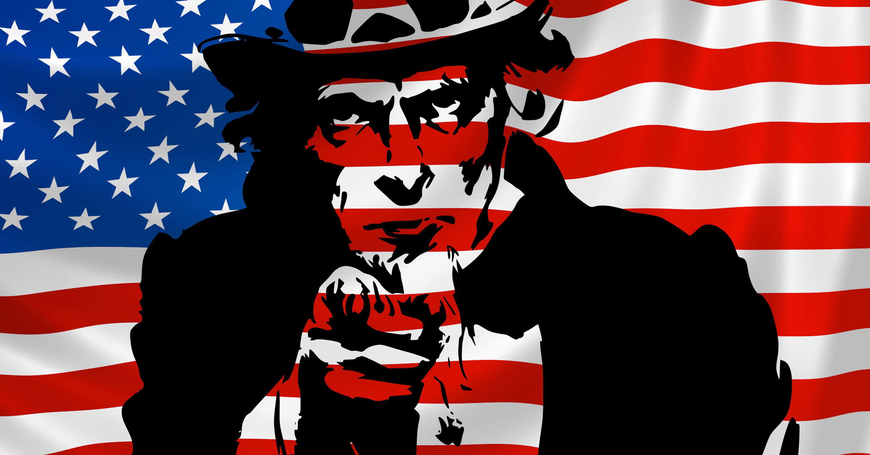 Wallpaper Uncle Sam In Front Of American Flag, 4th Of July, 4th Of July, Holidays