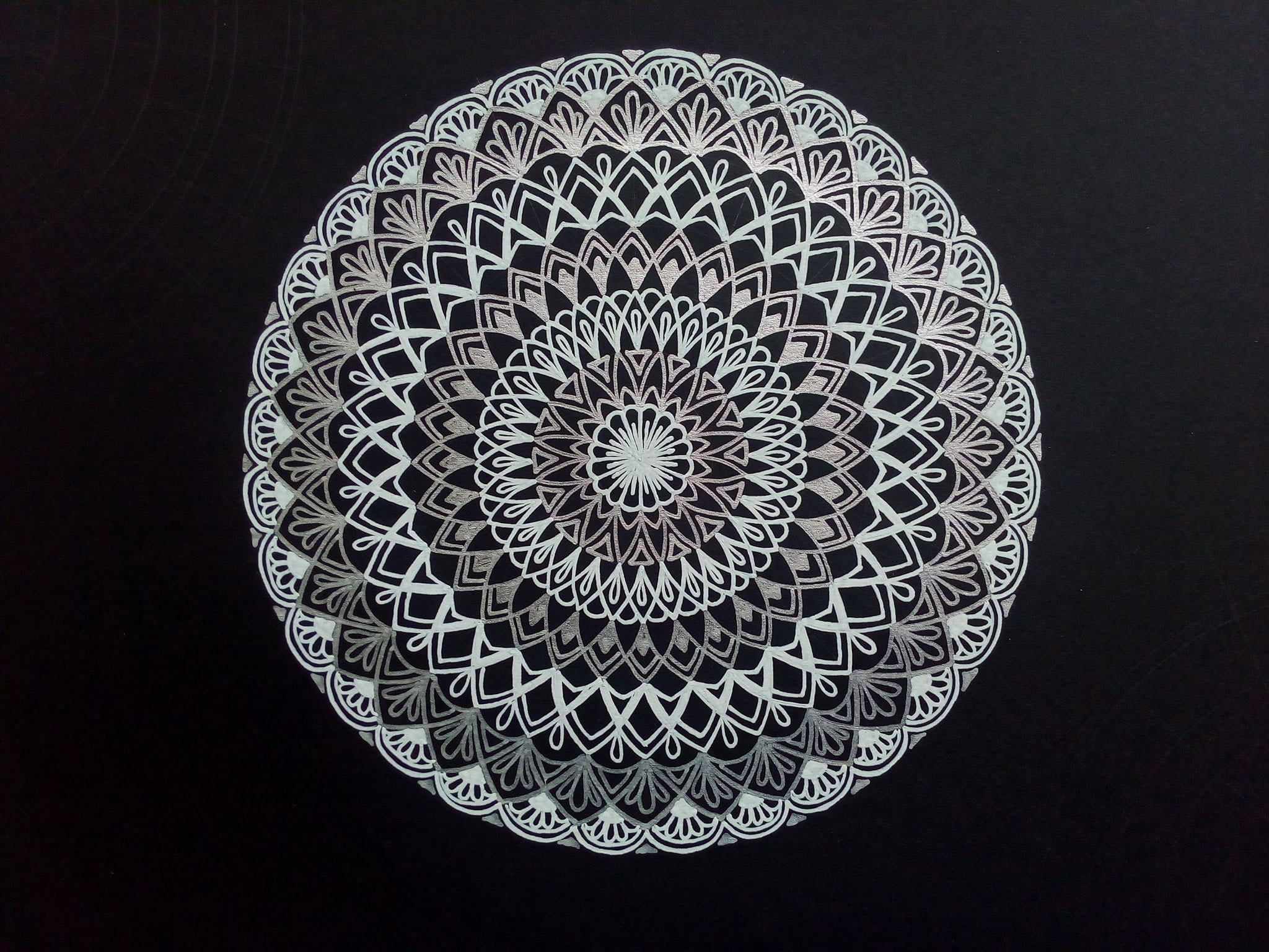Wallpaper White And Black Floral Illustration Mandala