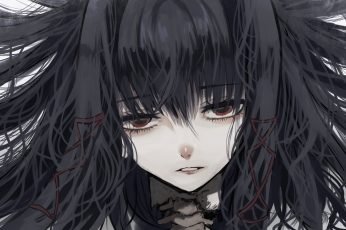 Wallpaper Anime Girl, Gothic, Close Up, Depressed, Black
