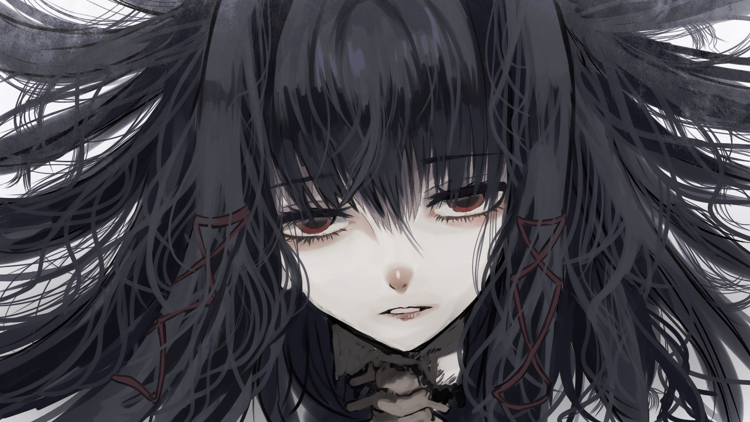 Wallpaper Anime Girl, Gothic, Close Up, Depressed, Black