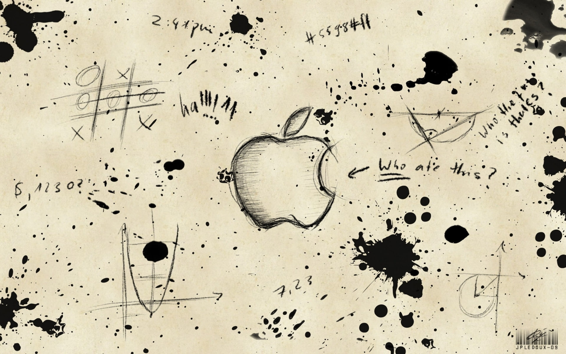 Wallpaper Apple Sketch, Apple Logo, Logo Apple, Iphone, Mac
