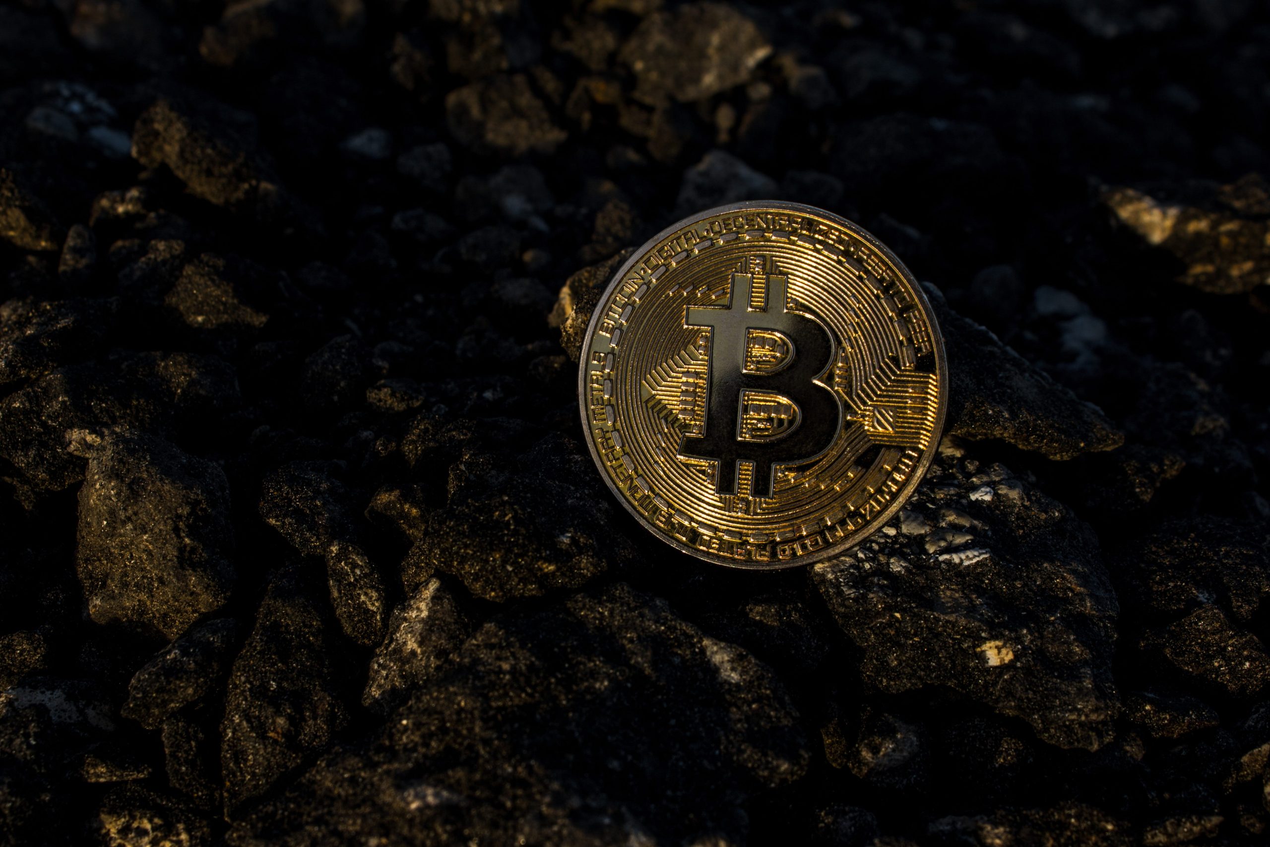 Wallpaper Bitcoin On Soil Pavement, Cryptocurrency, Finance