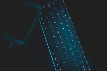 Wallpaper Black Laptop Computer, Keyboard, Light, Glow, Dark