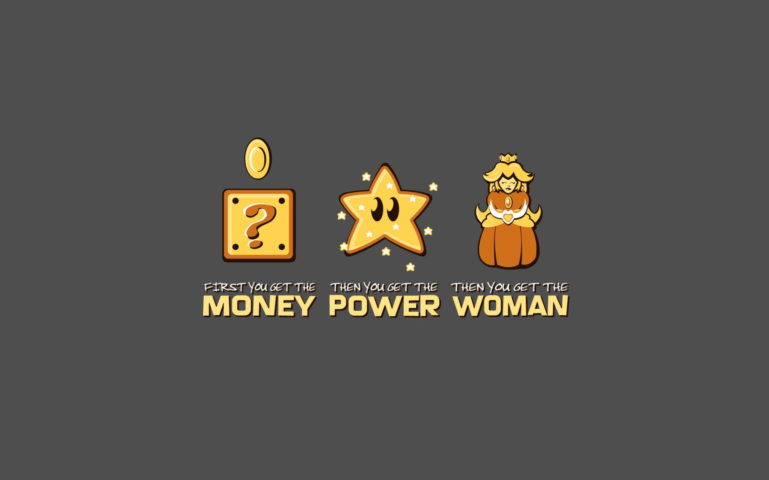 Wallpaper Funny Super Mario Steps, Money Power Woman