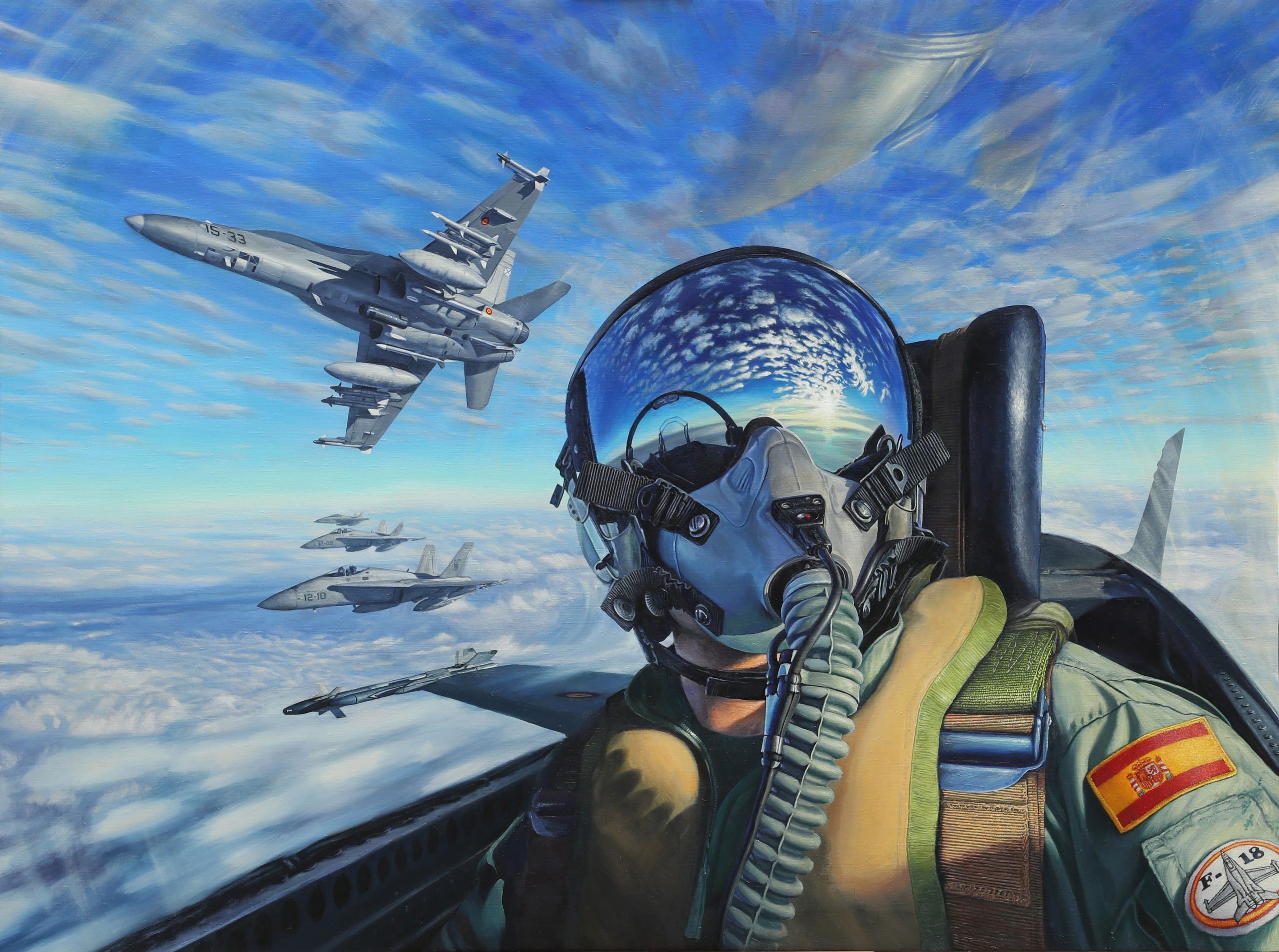Wallpaper Jet Pilot Illustration, Gray Jet Fighter, Military