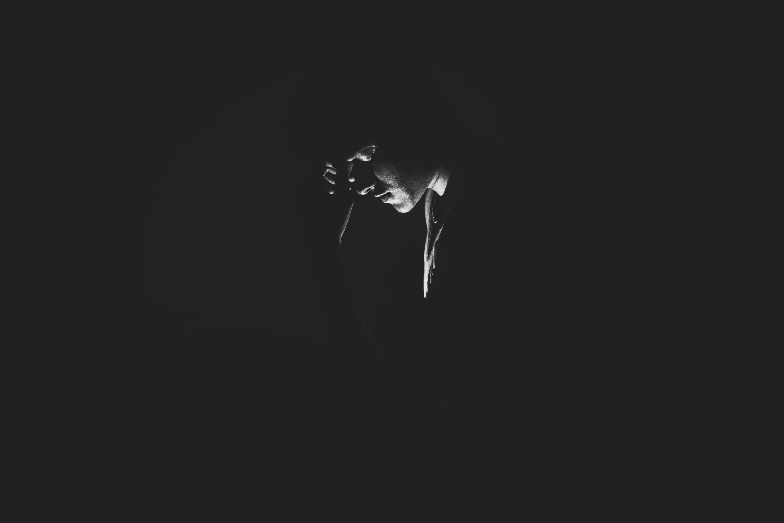Wallpaper Monochrome Photography Of Person On Dark Room