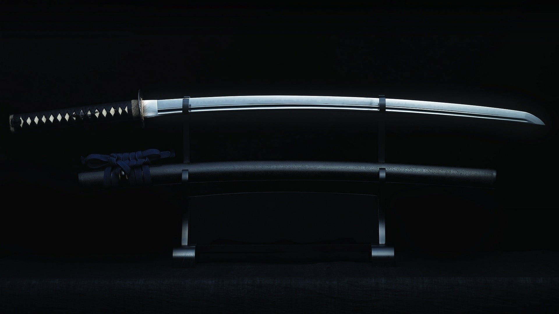 Wallpaper Silver And Black Katana, Samurai, Sword, Weapon, Dark, Dark