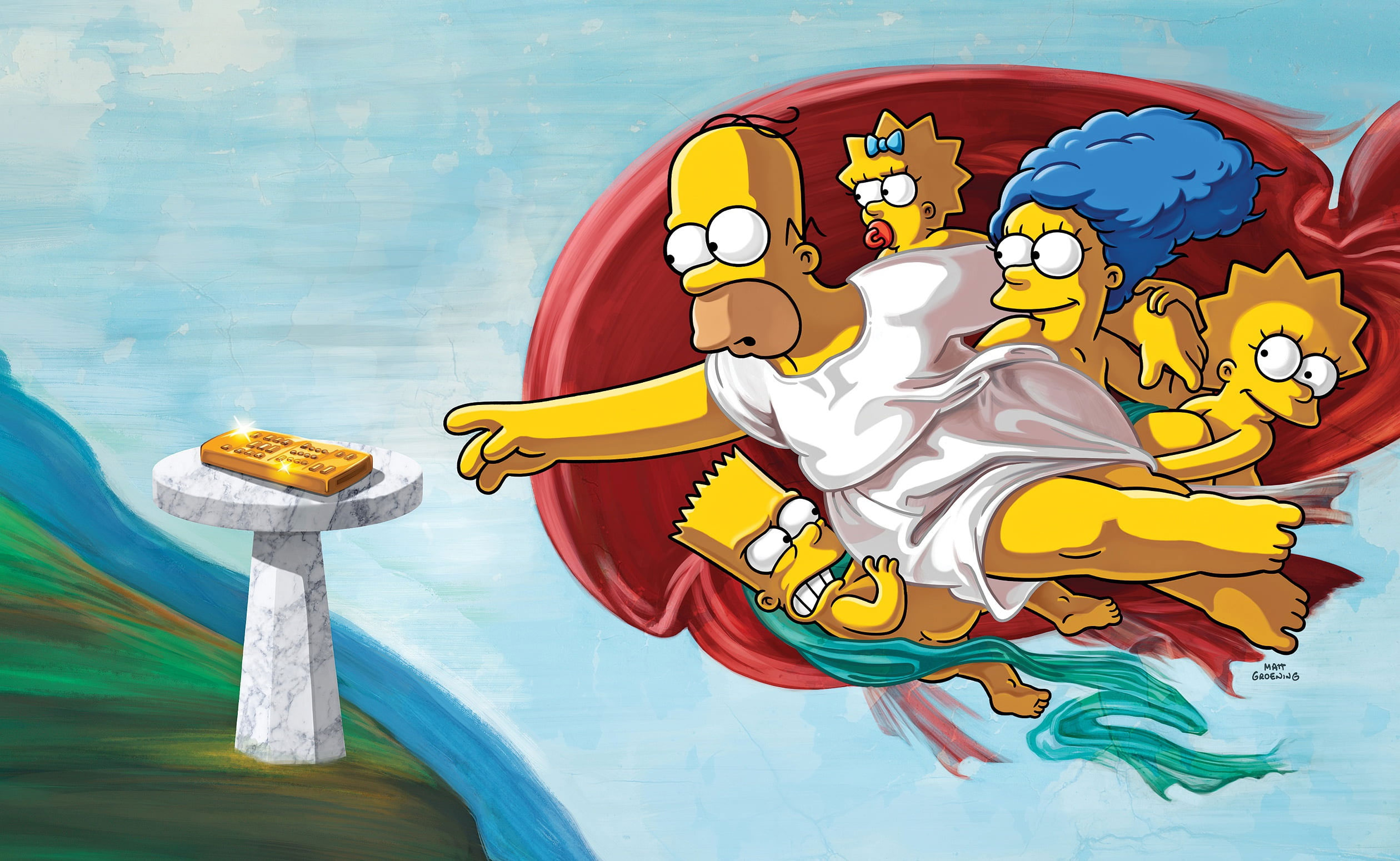 Wallpaper The Simpsons, Humor, Cartoon, Artwork, Tv Remote