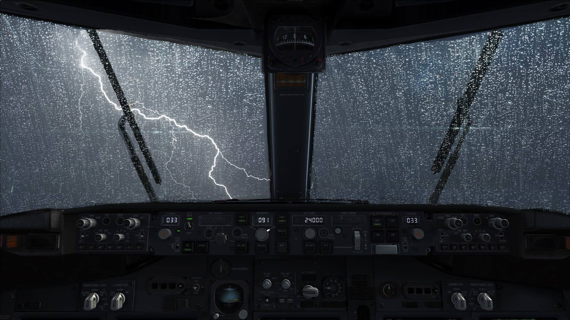 Wallpaper Vehicle Control Panel, Airplane, Lightning, Rain