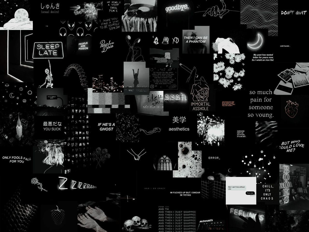 Aesthetic Black Wallpaper, collage