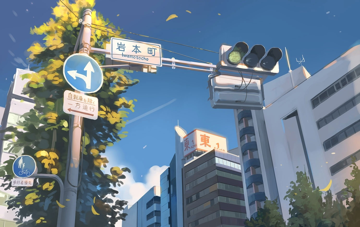 Wallpaper Anime Landscape, City, Street, Buildings, Sky - Wallpaperforu