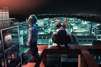 Wallpaper Anime, My Hero Academia, Izuku Midoriya, Katsuki
