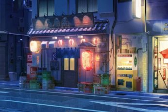 Wallpaper Anime, Latern, Light, Night, Shop