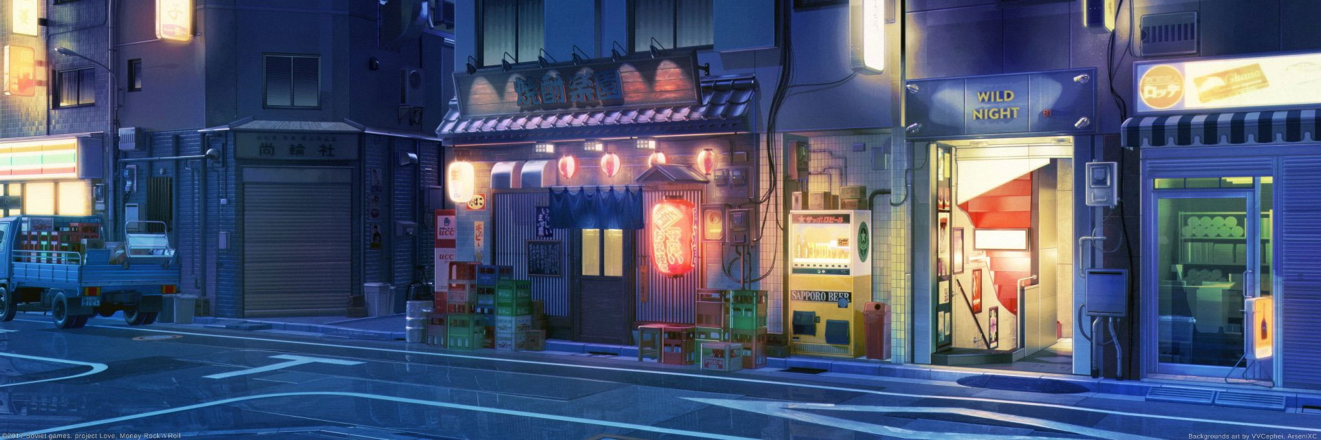 Wallpaper Anime, Latern, Light, Night, Shop