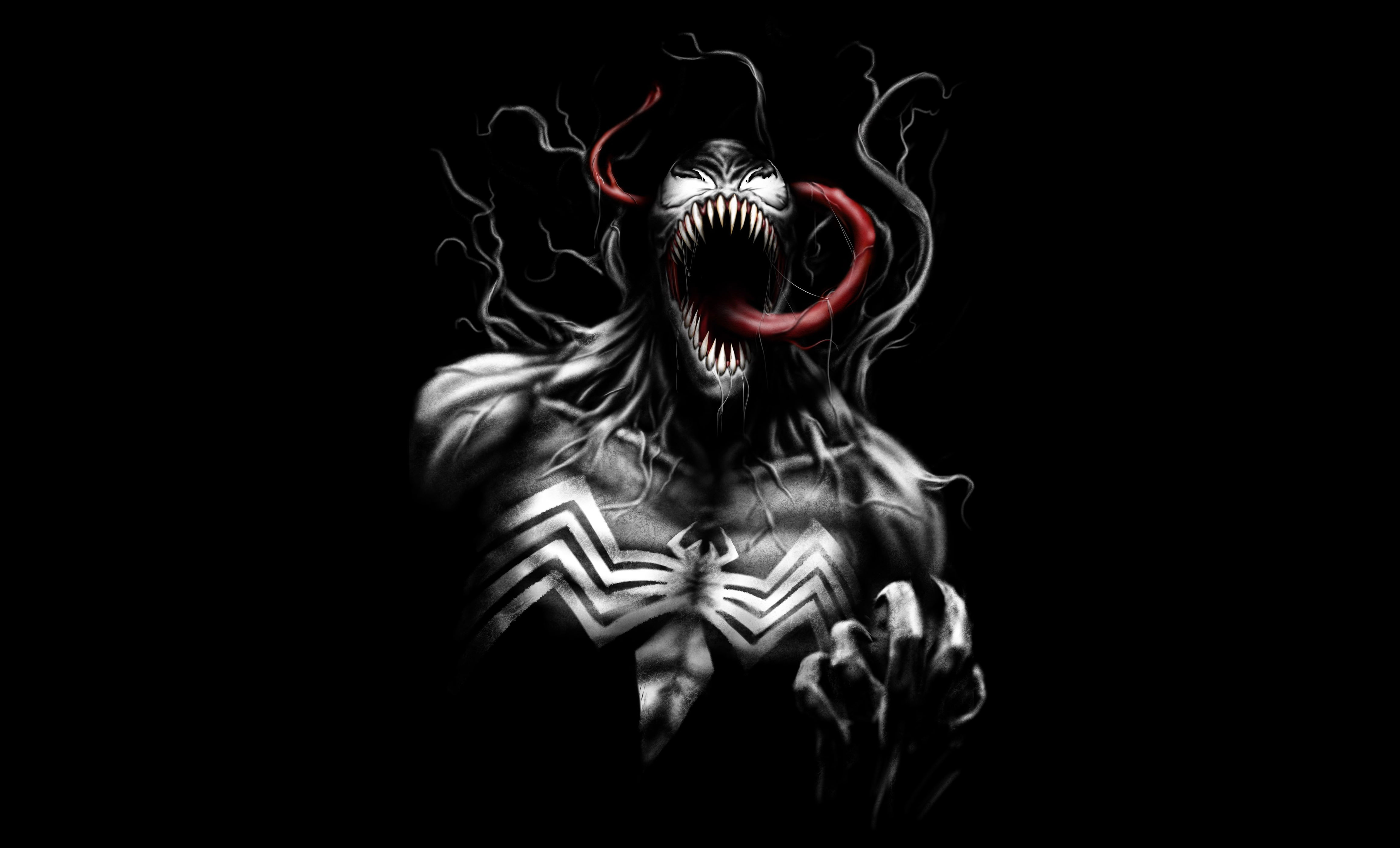 Wallpaper Black, Fan Art, Minimal, Venom, Dark Background, dark background, Movies