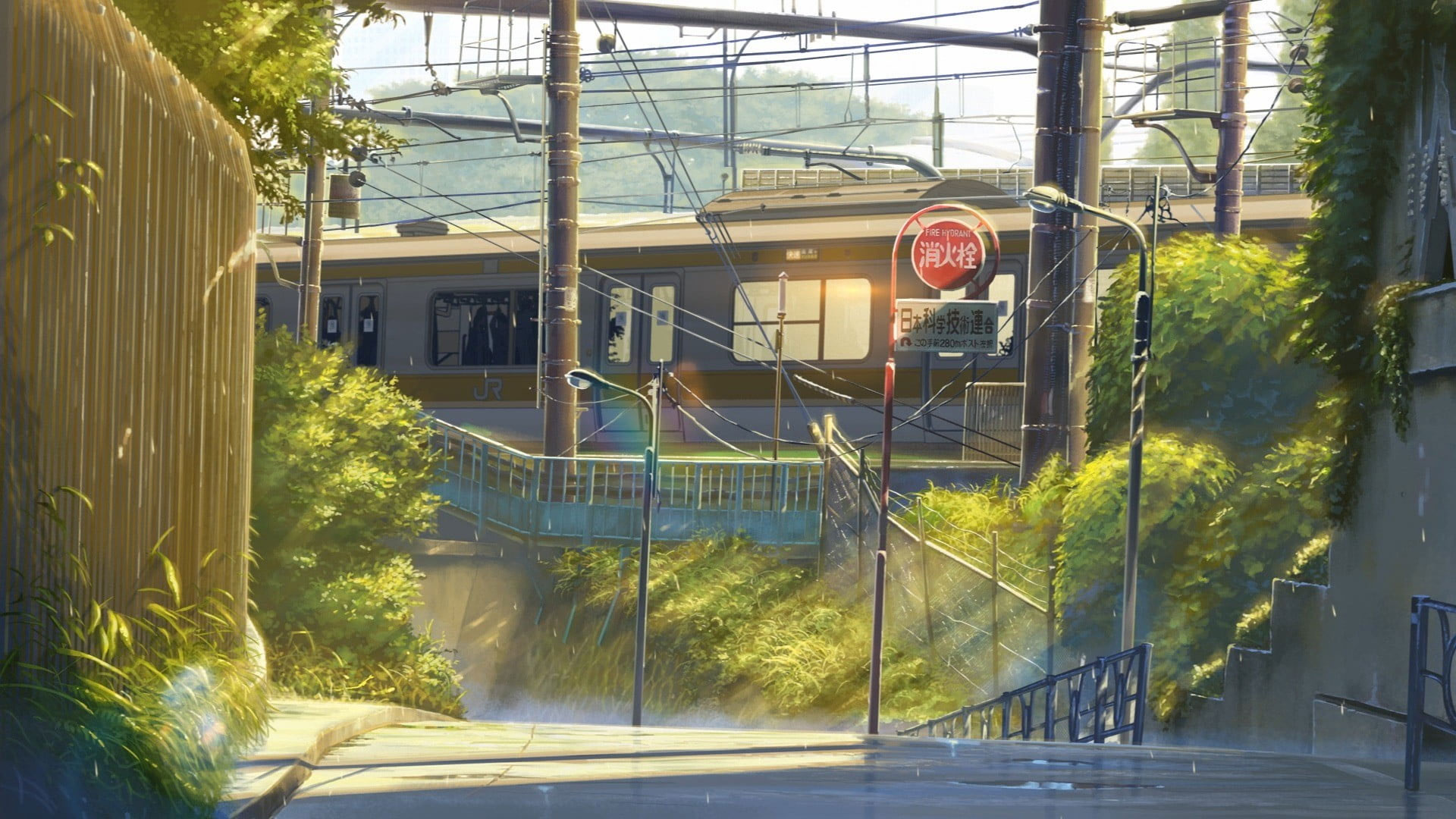 Wallpaper Brown And Gray Train, Anime, Street, Urban