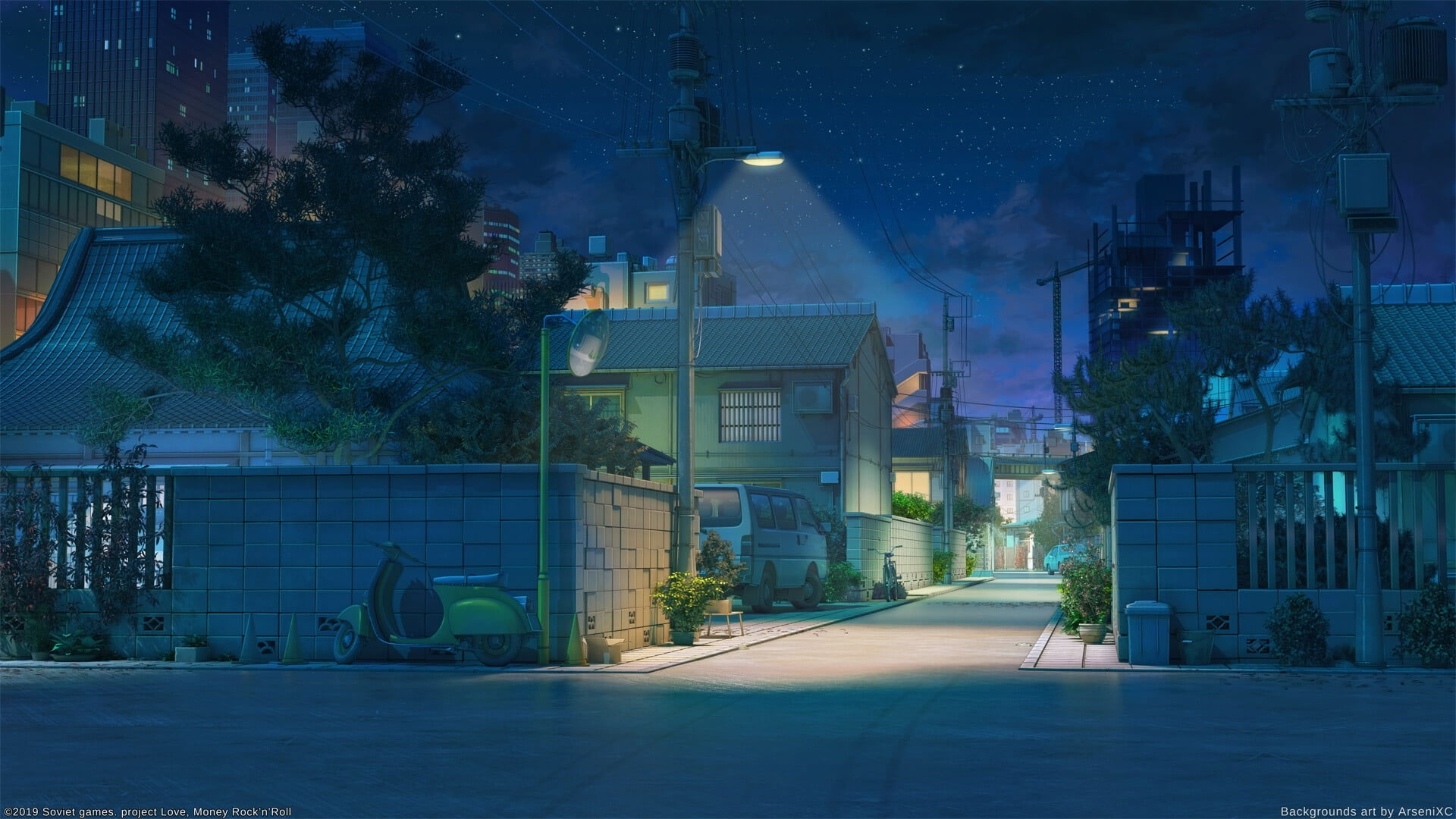 Wallpaper Japan, House, Street, Artwork, Night, Anime