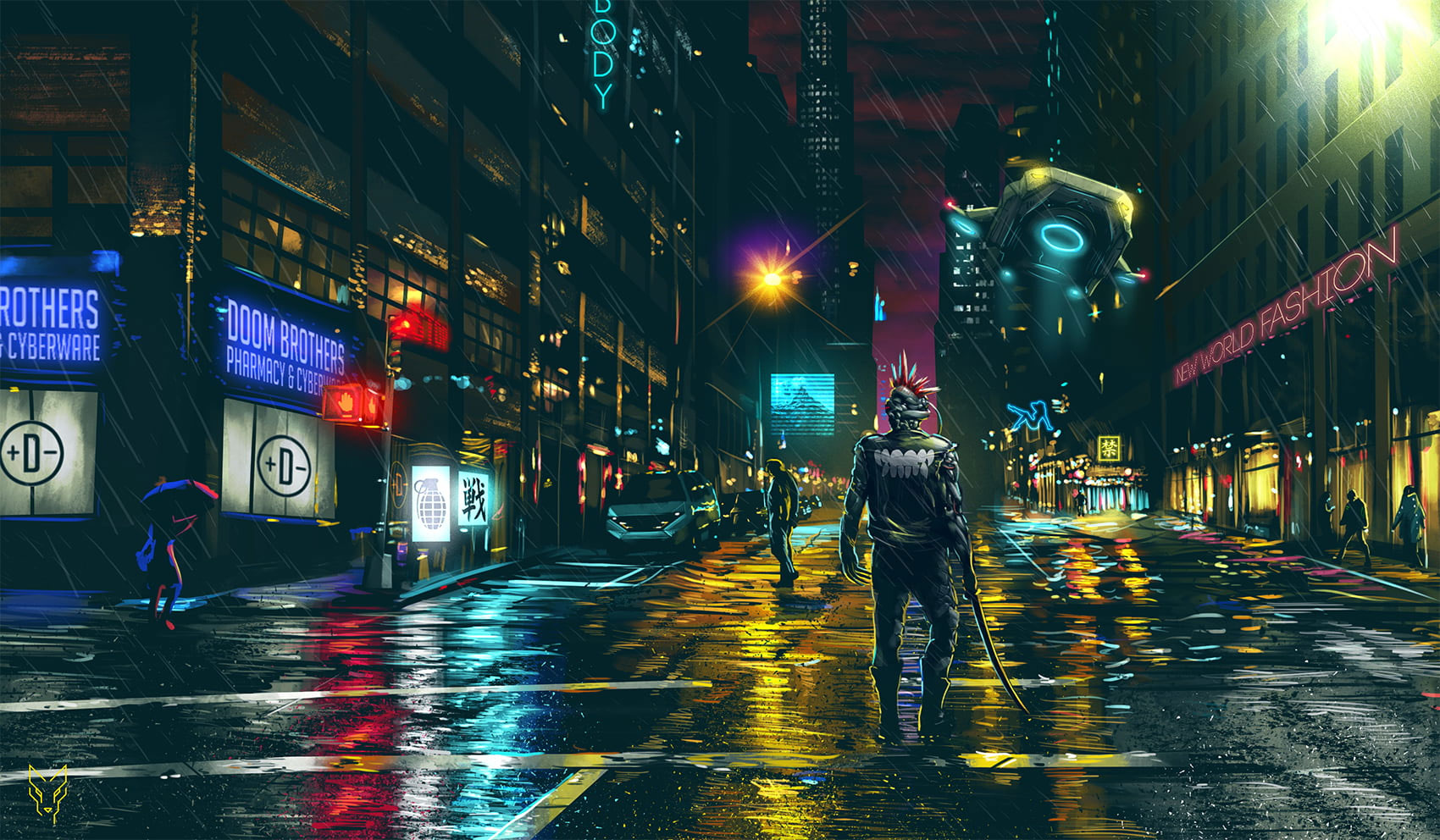 Wallpaper Man With Sword Illustration, Game Poster, Dark City
