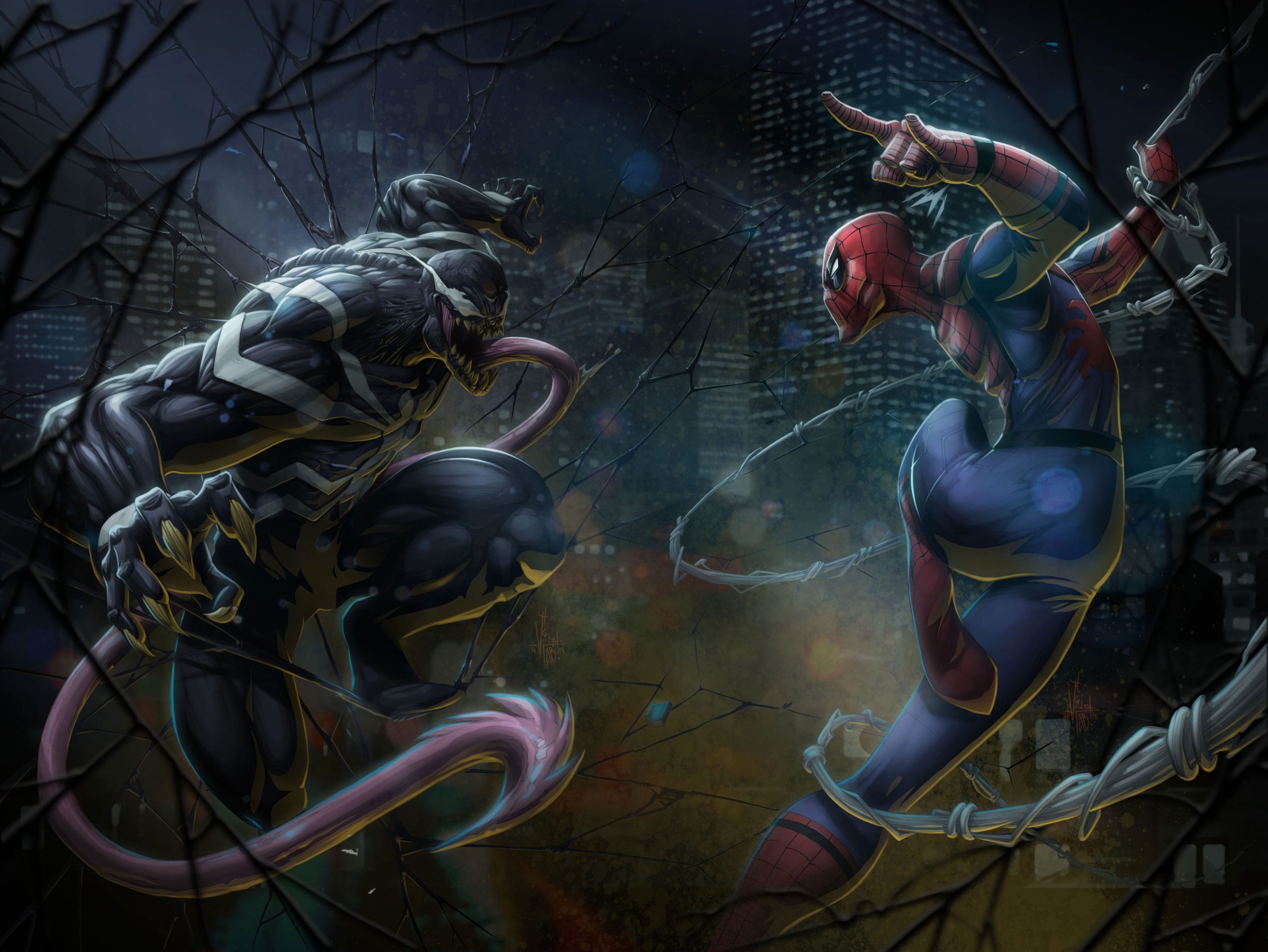 Wallpaper Marvel Comics, Spider Man, Venom, Artwork