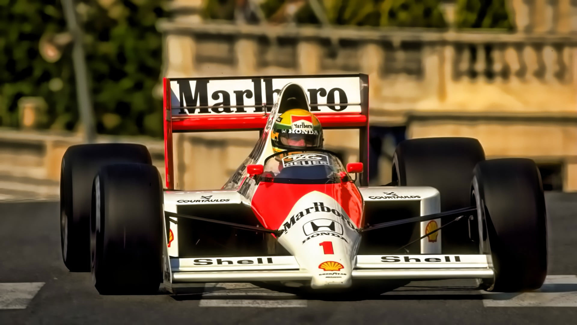 Wallpaper Red And White Marlboro Go Kart, Ayrton Senna