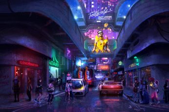 Wallpaper Sci Fi, Neon, Cyberpunk, Dystopia, Artwork