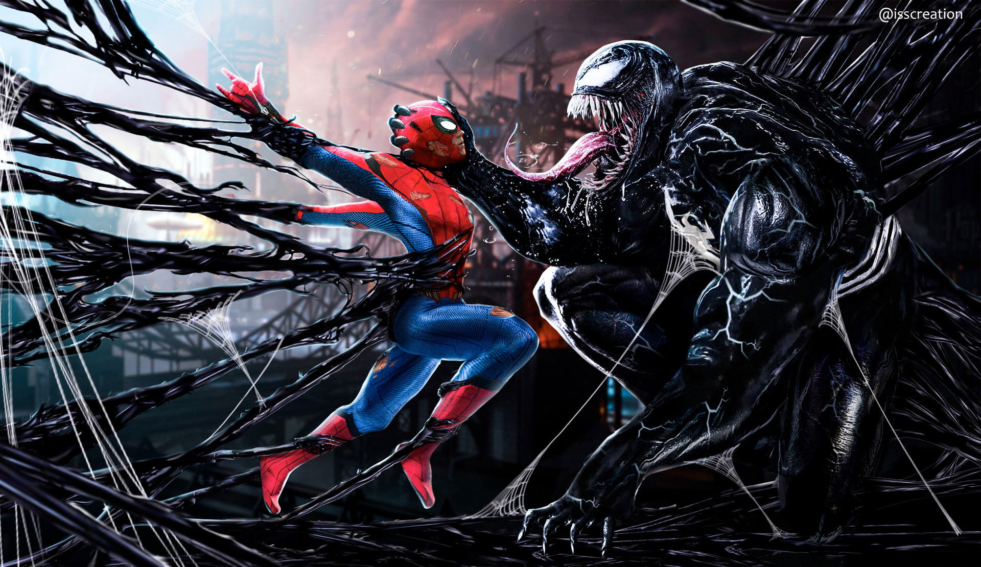 Wallpaper Spiderman, Venom, Hd, Digital Art, Artwork