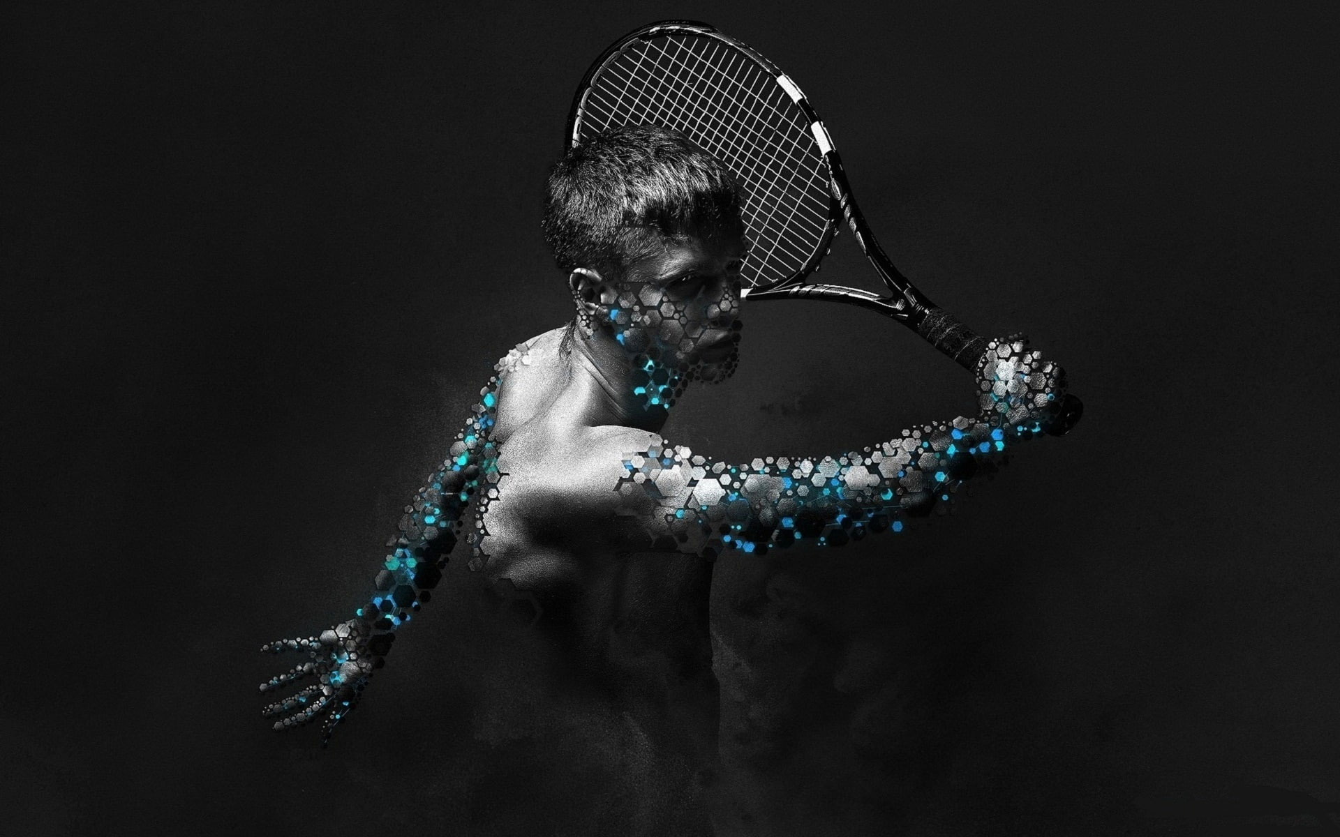 Wallpaper Tenis Player, Fantasy, Man, Male, Black, Dark
