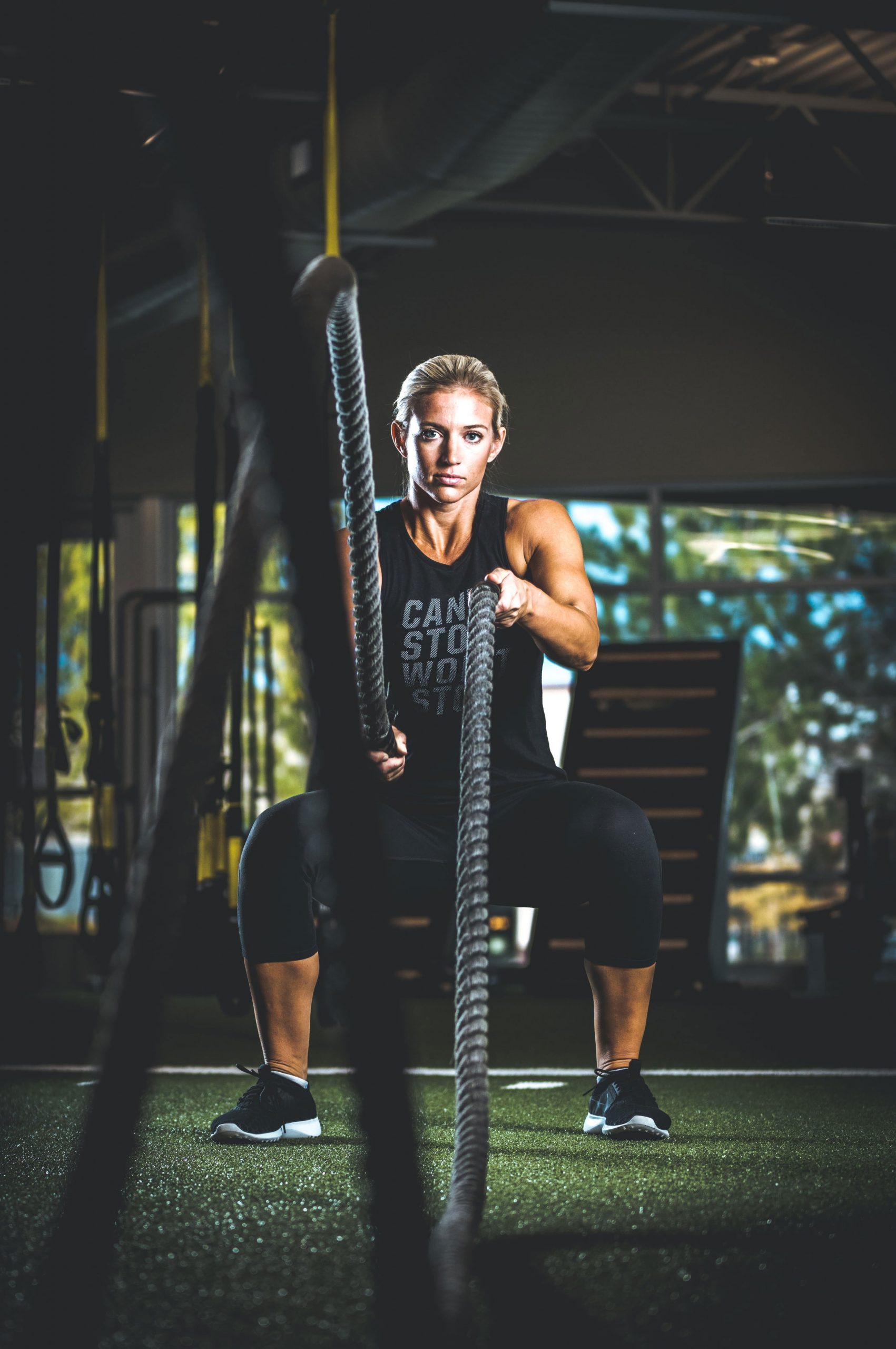 Wallpaper Woman Holding Rope On Gym, Exercise, Fit, Health, Bodybuilding, Sports