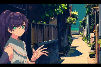 Wallpaper 焦茶, Anime Girls, Street