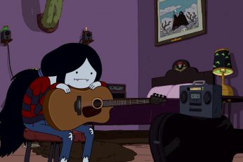 Adventure Time Girl Holding Guitar 3d Wallpaper