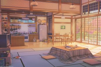 Wallpaper Anime Room, Kitchen, Inside The Building