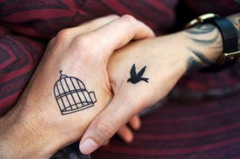 Wallpaper Birdcage And Bird Couple Tattoo, Hands, Tattoos
