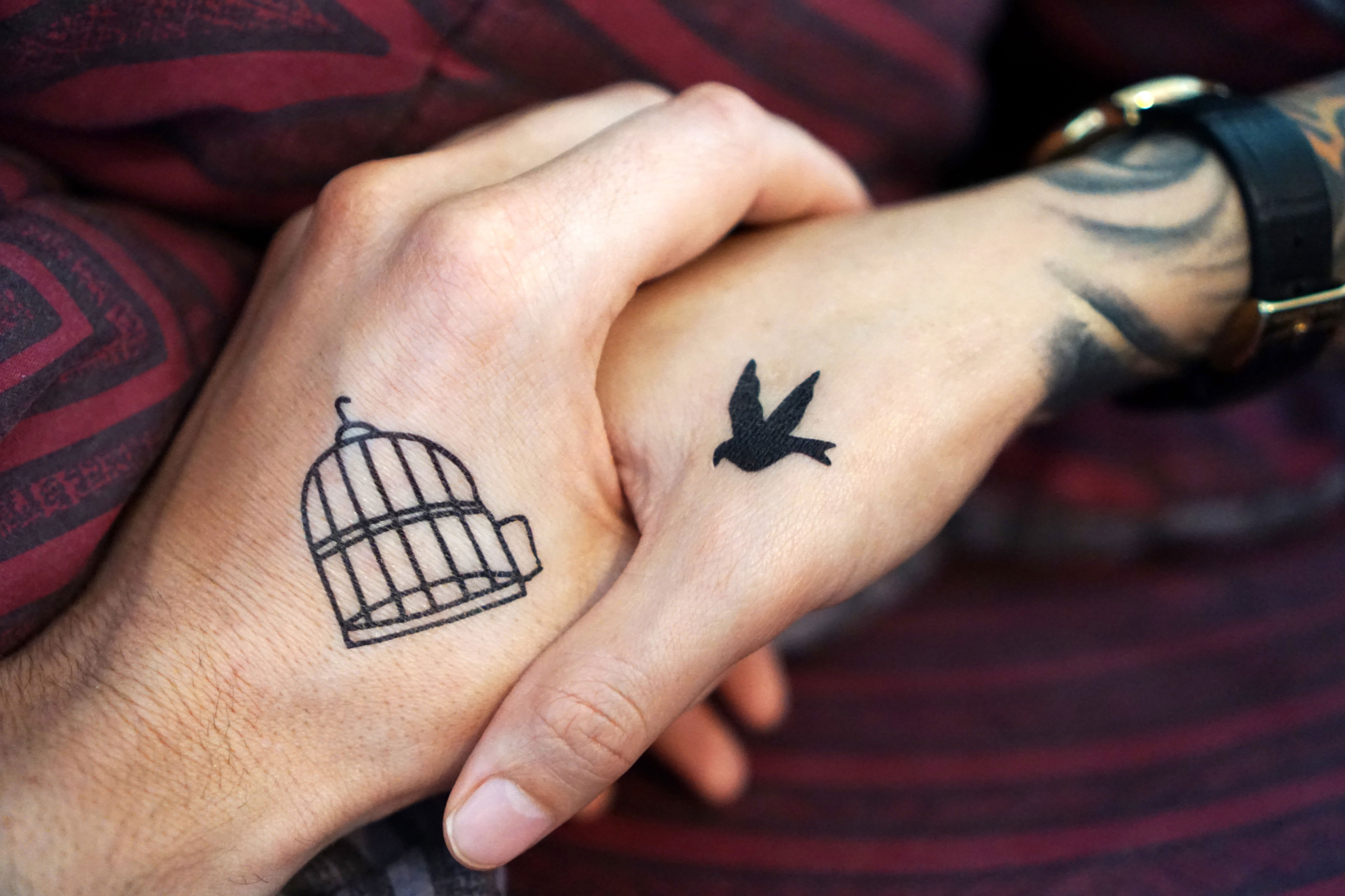 Wallpaper Birdcage And Bird Couple Tattoo, Hands, Tattoos, Girl, Girly